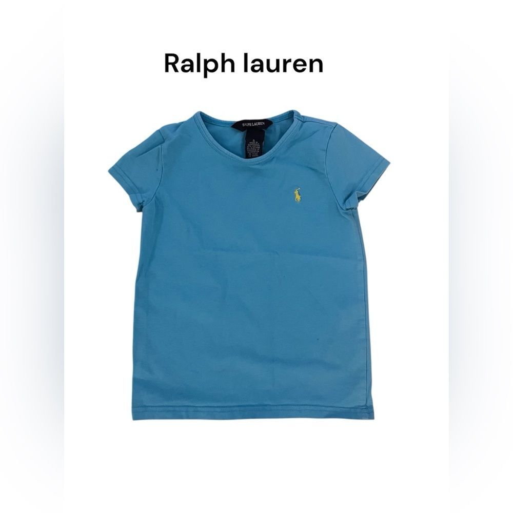 Ralph Lauren Kids Aqua Tee with Yellow Logo